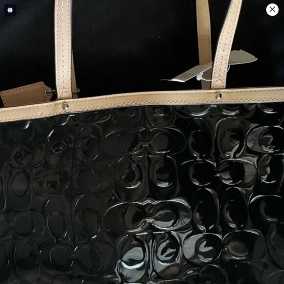 Coach Black Patent Leather Tan Tote Bag new with tags - Picture 15 of 16